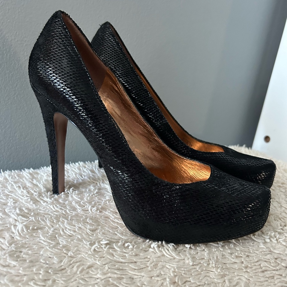 BCBGeneration Leather Snakeskin Pumps